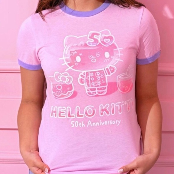 Hello Kitty Cafe 50th Anniversary Birthday Pink Tee Size Medium - Picture 6 of 6